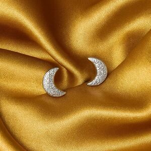 Silver Textured Crescent Moon Earrings – Celestial Minimalist Statement Jewelry